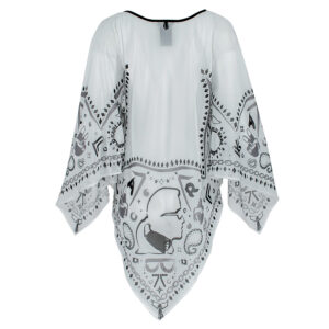 KL21WCU14_WHT-01 K/Logo Print White Kaftan Dress