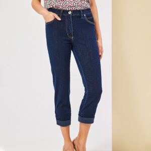 072.20.01.013-mdl Blue Jeans With Polka-Dot Hem