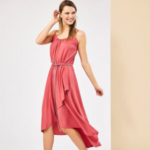 072.50.01.069_PNK-mdl Asymmetric Pink Belted Midi Dress