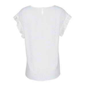 072.80.01.053-01 White Boroderie Shirt With Ruffled Sleeves