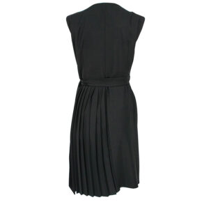 125521_BLK-01 Black Wrap Dress With Pleated Skirt