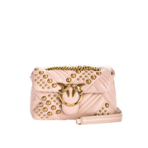 1P2259Y6YWO81-00 Pink Mini Love Bag With Woven Studs