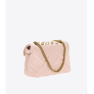 1P2259Y6YWO81-01 Pink Mini Love Bag With Woven Studs