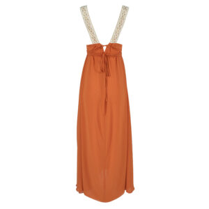 2106009-01 Orange Grecian Chiffon Maxi Dress