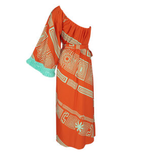 2106010_ONG-01 One-Shoulder Orange-Blue Maxi Dress