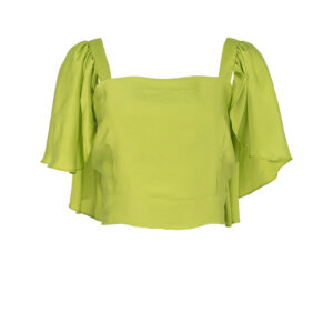 2108004-00 Lime Ruffled Satin Crop-Top