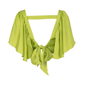 2108004-01 Lime Ruffled Satin Crop-Top