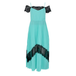 211W1307-00 Pleated Lace Midi Dress