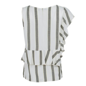 308521-01 One-Sleeve Striped Shirt With Ruffles