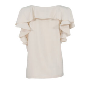 323021_BEJ-01 Beige Shirt With Ruffled Neckline