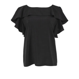 323021_BLK-00 Black Shirt With Ruffled Neckline