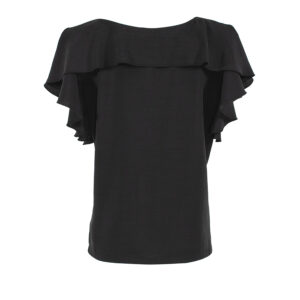 323021_BLK-01 Black Shirt With Ruffled Neckline