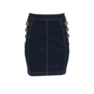 GJ13S11E2-00 Denim Mini Skirt With Gold Horse Bits