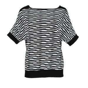 K21-320-00 Black-White Wavy Striped Shirt