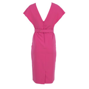 072.50.01.122_FCS-01 V-Cut Fucshia Pencil Dress With Belt