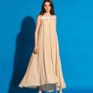 2106009_BEJ-mdl Beige Grecian Chiffon Maxi Dress