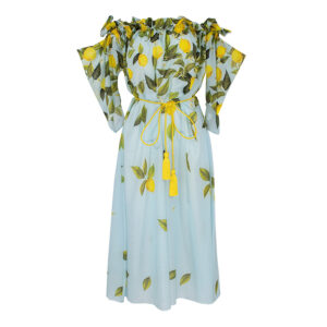 2106003-00 Off-Shoulder Dress With Lemons Print