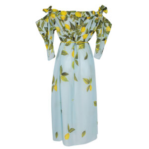 2106003-01 Off-Shoulder Dress With Lemons Print