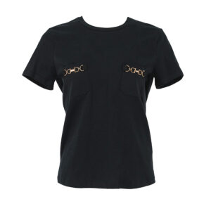 MA20016E2_110-00 Black T-Shirt With Gold Horse Bits