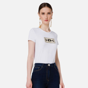 MA20116E2_270-mdl White T-Shirt With Embroidered Horse Bit