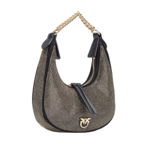 101433A159_Z99U-03 Brioche Hobo Mini Strass Μαύρη Τσάντα pinko