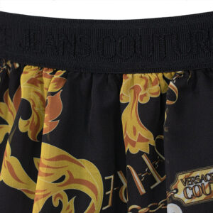 75HAO911-NS297_G89-02 Maxi Μαύρο Εμπριμέ Σιφόν Φόρεμα VERSACE JEANS COUTURE