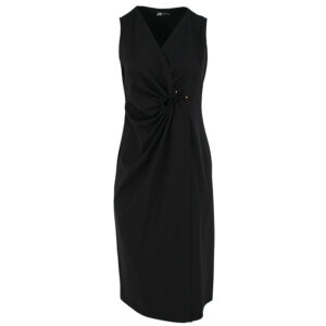 921024_BLK-00 Midi Μαύρο Κρουαζέ Φόρεμα Με Απλίκα PIROUETTE