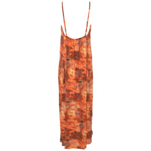 CAPRITREONG-01 Capri Μακρύ Πορτοκαλί Εμπριμέ Εξώπλατο Φόρεμα LARA ETHNICS