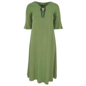 K24-50_GRN-00 Μακρύ Πράσινο Φόρεμα Με Χάντρες DIDONE