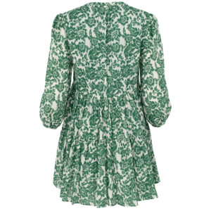 24128155_GRN-01 Κοντό Πράσινο Φλοράλ Φόρεμα Με Βολάν THE KORNER