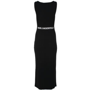 245W1332_999-01 Μακρύ Μαύρο Πλεκτό Φόρεμα KARL LAGERFELD