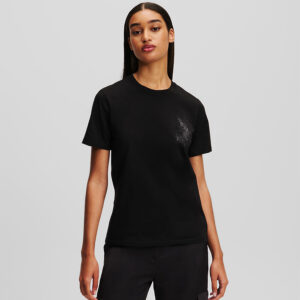 246W1720_999-mdl1 Μαύρο T-Shirt Με Σχέδιο Στρας KARL LAGERFELD