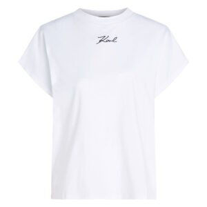 246W1721_100-00 Άσπρο T-Shirt Με Logo Μπροστά KARL LAGERFELD