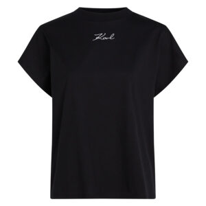 246W1721_999-00 Μαύρο T-Shirt Με Logo Μπροστά KARL LAGERFELD