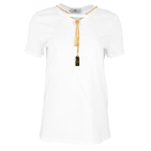 MA00946E2_270-00 Άσπρο T-Shirt Με Κολιέ Αλυσίδα ELISABETTA FRANCHI