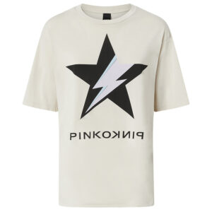 101704A292_ZNC-00 Scanner Εκρού T-Shirt Με Στάμπα PINKO