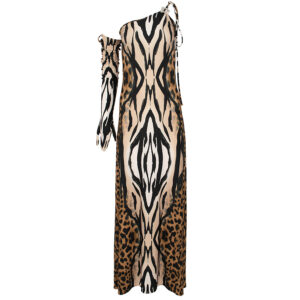 2406040_BRW-00 Alyssa Maxi Φόρεμα Animal Print Με Γάντι C-THROU