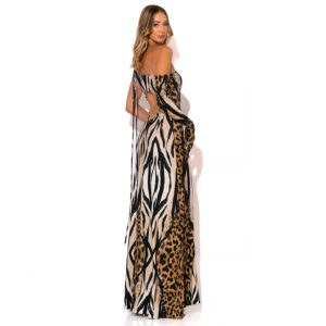 2406040_BRW-mdl2 Alyssa Maxi Φόρεμα Animal Print Με Γάντι C-THROU