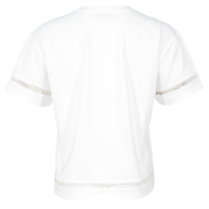 242TP2501_00001-01 Άσπρο T-Shirt Με Δαντέλα Logo TWINSET