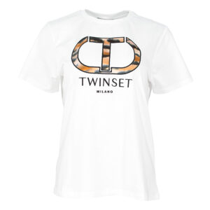 242TP2523_00001-00 Άσπρο T-Shirt Με Logo Μπροστά TWINSET