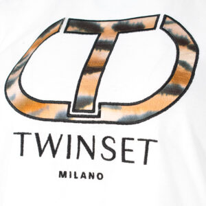 242TP2523_00001-02 Άσπρο T-Shirt Με Logo Μπροστά TWINSET