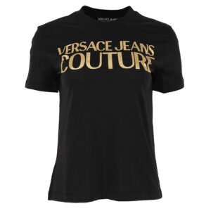 77HAHT01-CJ00T_G89-00 Μαύρο T-Shirt Με Χρυσό Logo VERSACE JEANS COUTURE