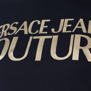 77HAHT01-CJ00T_G89-02 Μαύρο T-Shirt Με Χρυσό Logo VERSACE JEANS COUTURE