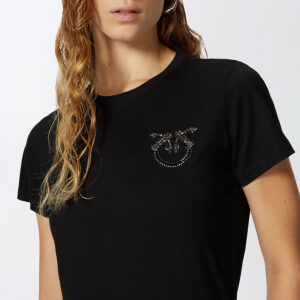 103320A24E_Z99-mdl2 Nambrone Μαύρο T-Shirt Με Love Birds PINKO