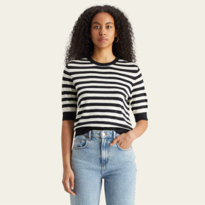 177708_7407-mdl1 Ασπρόμαυρη Ριγέ Πλεκτή Μπλούζα MAISON SCOTCH