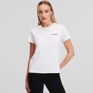 245W1714_100-mdl1 Άσπρο Basic T-Shirt Με Logo KARL LAGERFELD