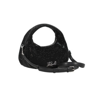 246W3081_999-02 K/Evening Signature Hobo Μαύρη Τσάντα Στρας KARL LAGERFELD