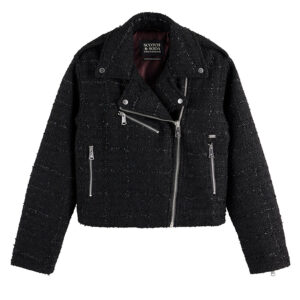 178074_6647-00 Μαύρο Tweed Μπουφάν Biker MAISON SCOTCH