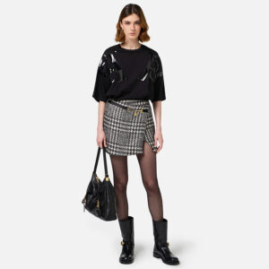 GO07247E2_E84-mdl1 Mini Ασπρόμαυρη Tweed Φούστα ELISABETTA FRANCHI